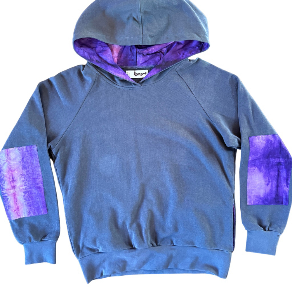 Lemlem Hoodie - Handwoven Cotton, Unique Purple Accent, Size Medium, Made in Eth